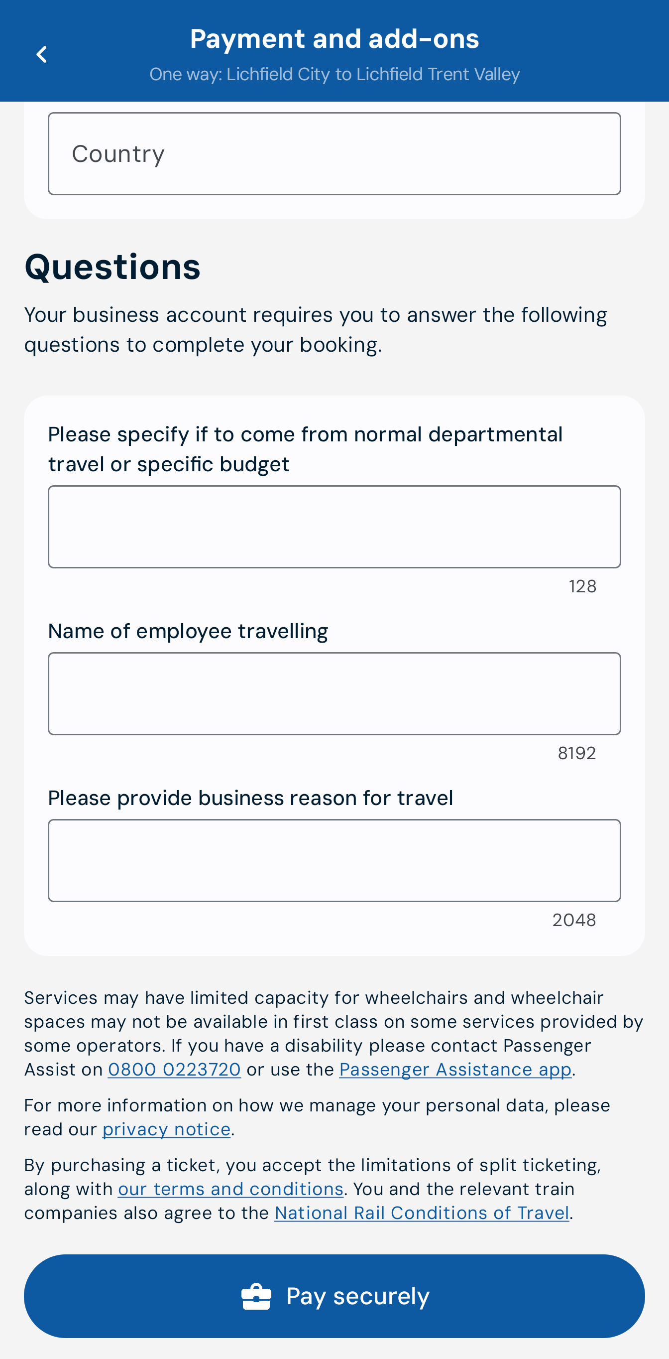 Making a booking on Android